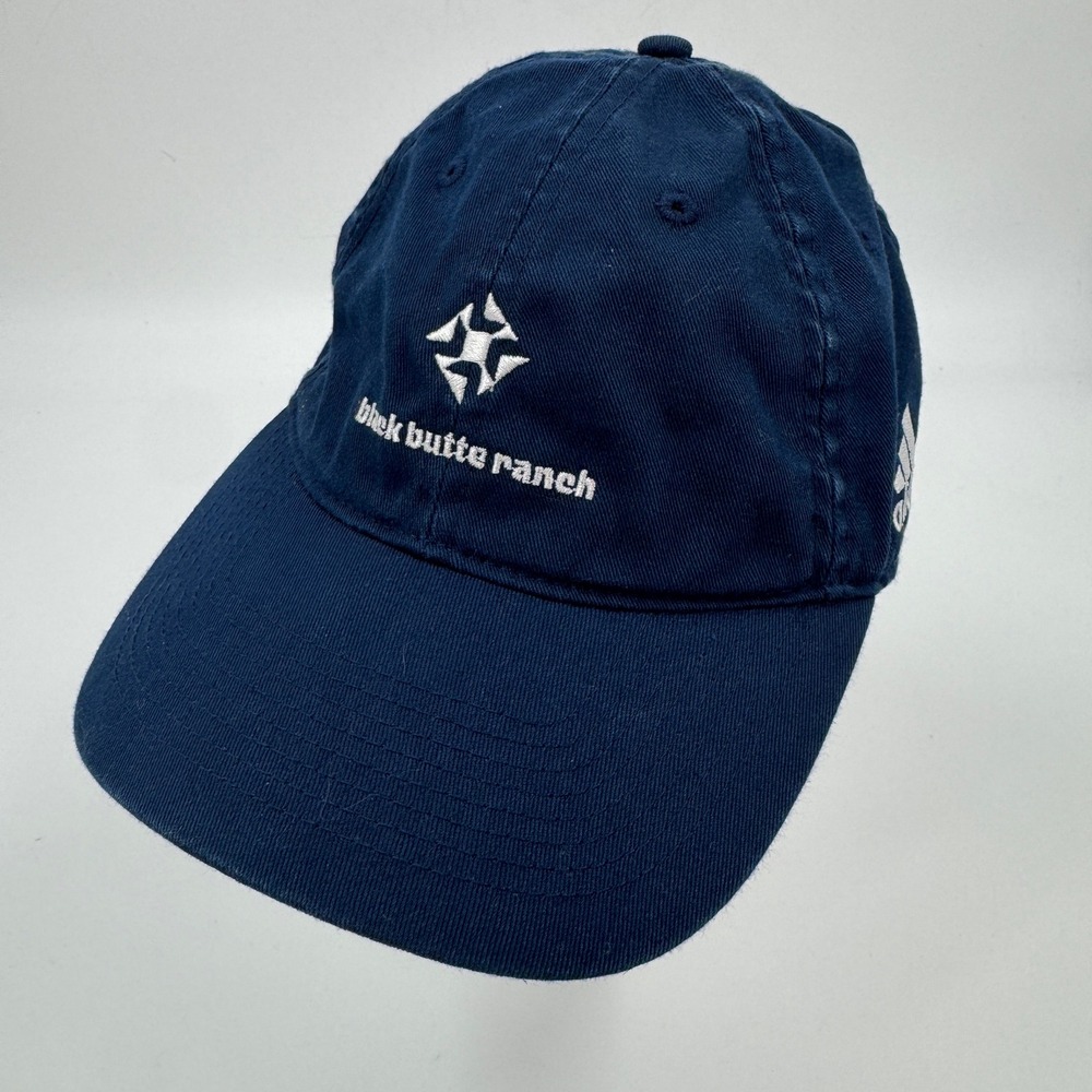 Adidas Black Butte Ranch Navy Blue Cotton Adjustable Strapback Baseball Cap Hat